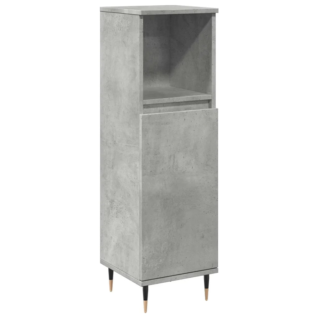 Mobiletto da bagno con ripiano a giorno 30 x 30 x 100 cm stile industriale legno effetto cemento grigio 02_0051084