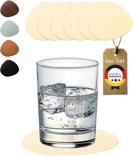 Set di Sottopiani in Velluto Antiscivolo da 6 - Impermeabile e Lavabile - Protezione Perfetta per Tavoli - Sottopiani in Velluto Beige - Realizzato in Germania