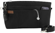 Organizzatore da tasca, borsa da spalla, organizzatore da tote con cinturino regolabile, inserti da tasca in nylon impermeabile (nero, M)