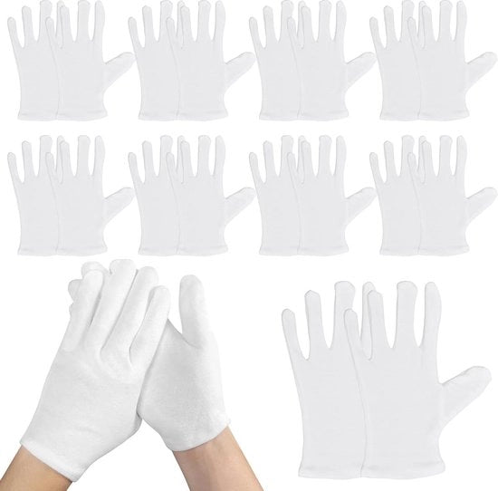 24 paia guanti in cotone idratanti bianchi - soffici e respiranti - lavabili - per cura delle mani e ispezione degli anelli.