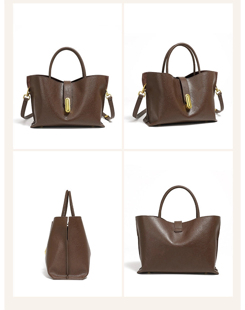 Borsa a tracolla da donna in vera pelle, marrone