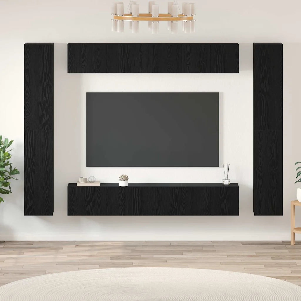 vidaXL Set mobile TV 10 pcs Rovere nero Media 30.5 x 30 x 90 cm