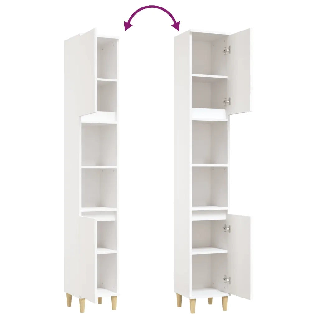 Armadietto da Bagno Bianco 30x30x190 cm in Legno Multistrato 819788