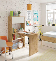 Scrivania-libreria 3 posizioni rovere nodi-bianco