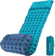 Matratza aereazione automatica, materasso gonfiabile, lettino da campeggio leggero, branda gonfiabile per adulti, per campeggio, trekking, per terra, per spiaggia (blu + verde turquesa, 10 cm)