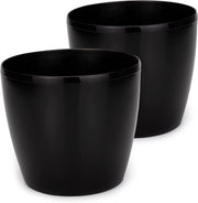Vasi Decorativi a Fiori e Erbe - Vita Lunga Luce Sferica in Plastica Nera per Sala da Pranzo Cucina Terrazza Balcone Set di 2 con Diametro 25 cm