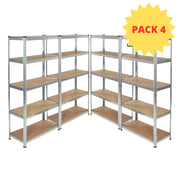 KIT 4 Scaffale in MDF Zincato 5 ripiani: 90x40x180Cm portata 875Kg (175Kg ripiano)