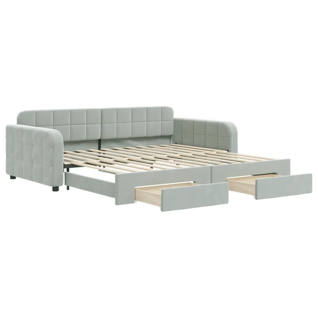 Divano Letto Estraibile Cassetti Grigio Chiaro 100x200 Velluto 3196984