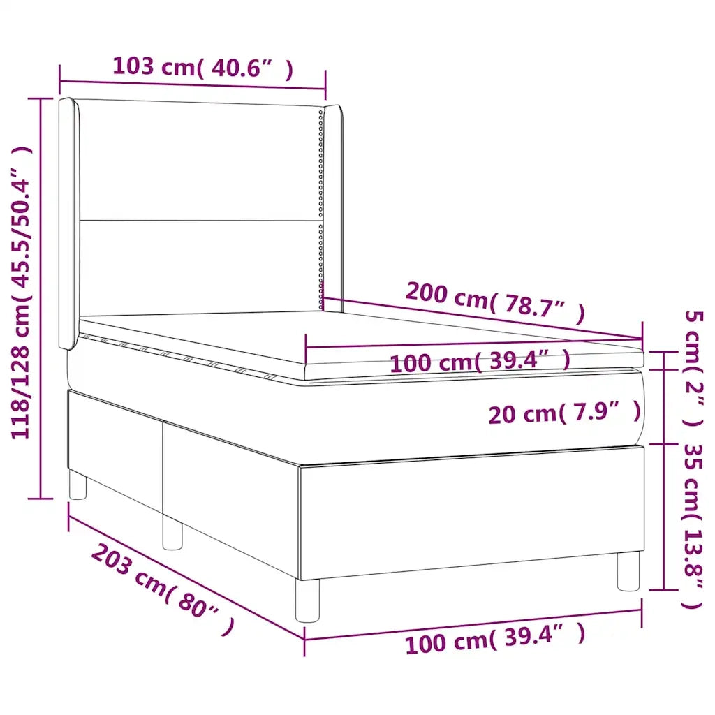 Letto a Molle con Materasso e LED Blu Scuro 100x200 cm 3139491