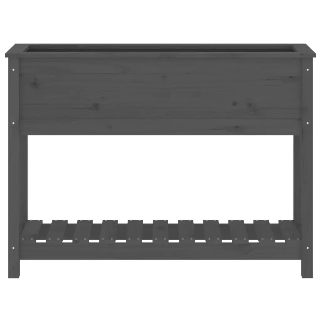 Fioriera con Mensola Grigia 111,5x34,5x81cm Legno Massello Pino 823768