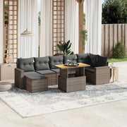 Set Divano da Giardino 8 pz con Cuscini Grigio in Polyrattan