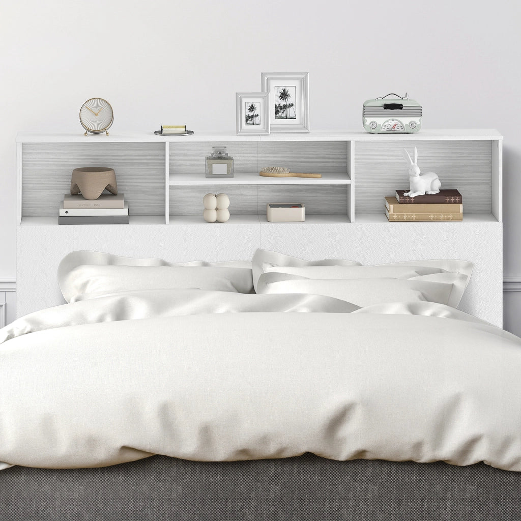 Testiera con cassetti e contenitore ¨C zephmum ¨C bianco 160x20.2x108.2 cm