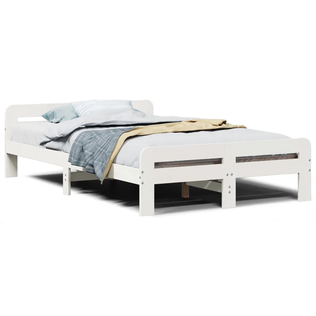 vidaXL Letto senza Materasso Bianco 135x190 cm Legno Massello di Pino