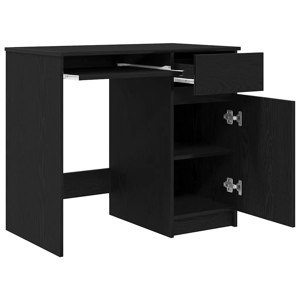 Scrivania Rovere Nera 86x49x76 cm in Legno Multistrato 861824