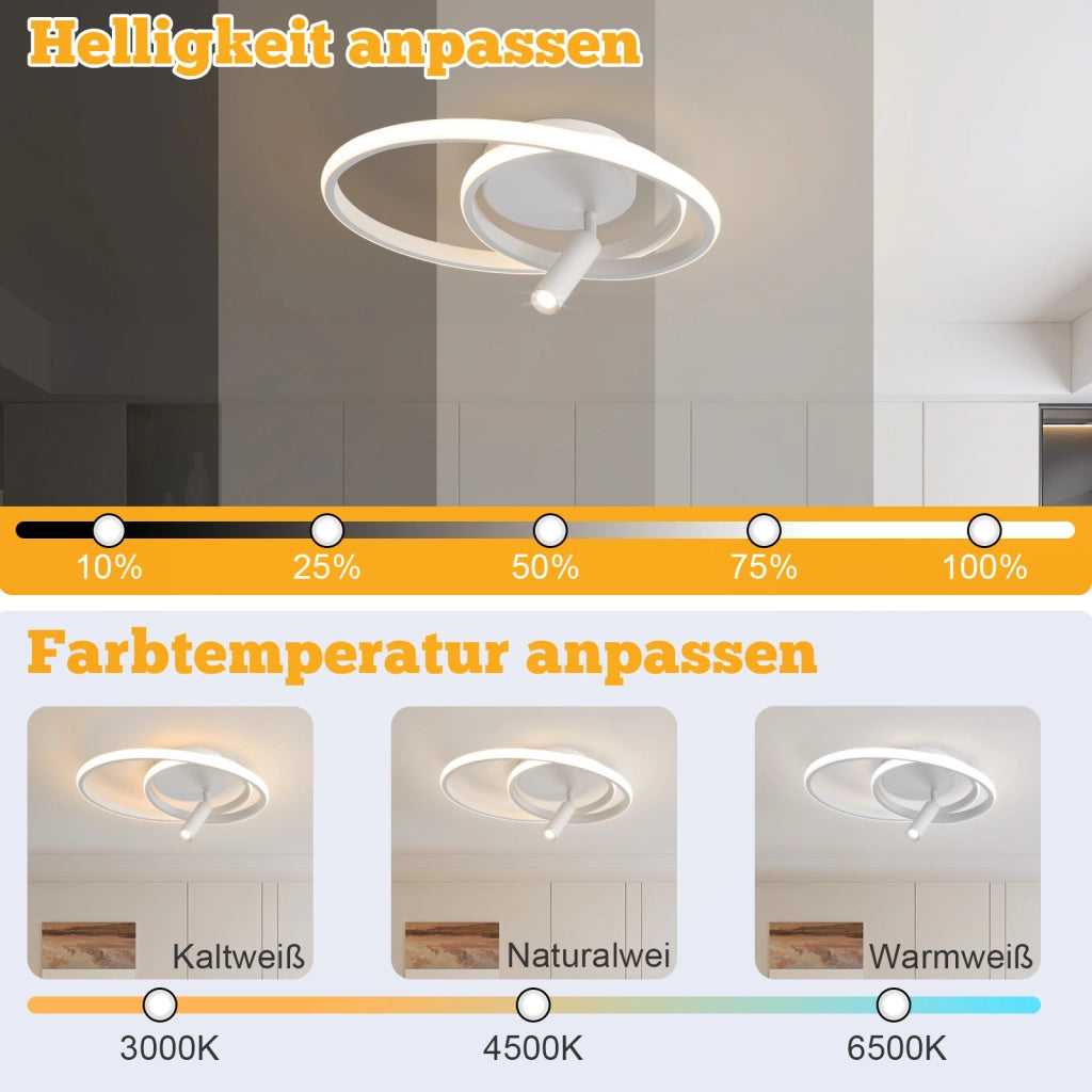 ZMH Lampada da soffitto plafoniera LED dimmerabile 40cm 37W bianca telecomando per cucina
