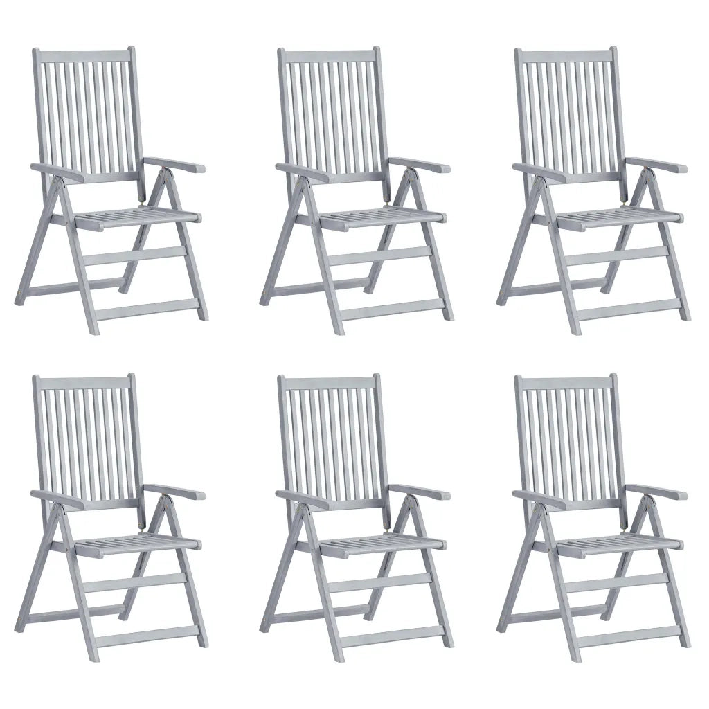 Sedie da Giardino Reclinabili 6 pz con Cuscini Massello Acacia 3065324