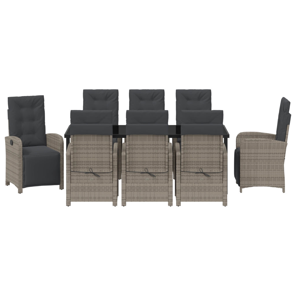 Set da Pranzo Giardino  con Cuscini Grigio Rattan Sintetico
