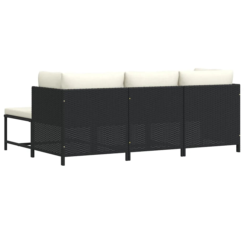 Salotto da Giardino-Set Divani da Giardino4 pz con Cuscini in Polyrattan Nero 819268