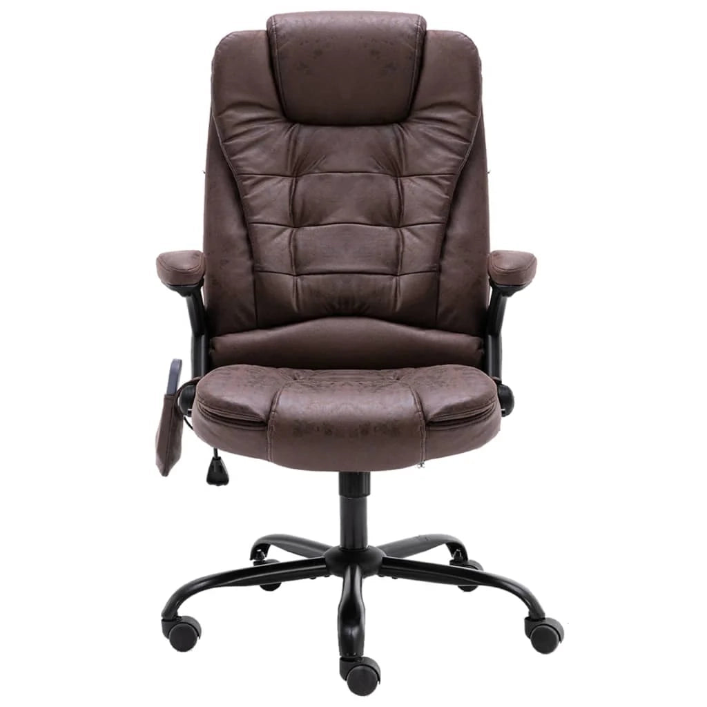 Sedia poltrona sedia da ufficio sedia da computer sedia da studio sedia da massaggio pelle scamosciata sintetica marrone scuro 02_0024013