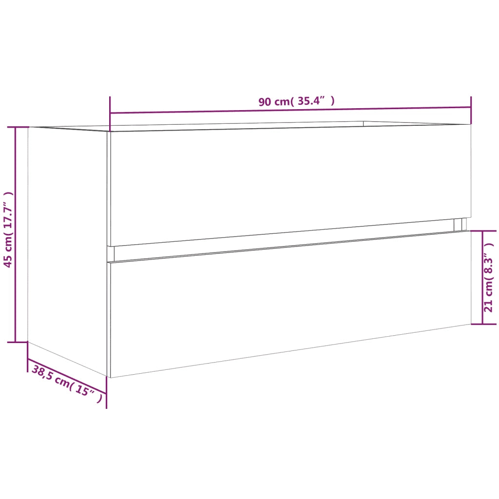 Mobile Lavabo Rovere Marrone 90x38,5x45 cm in Legno Multistrato 815656