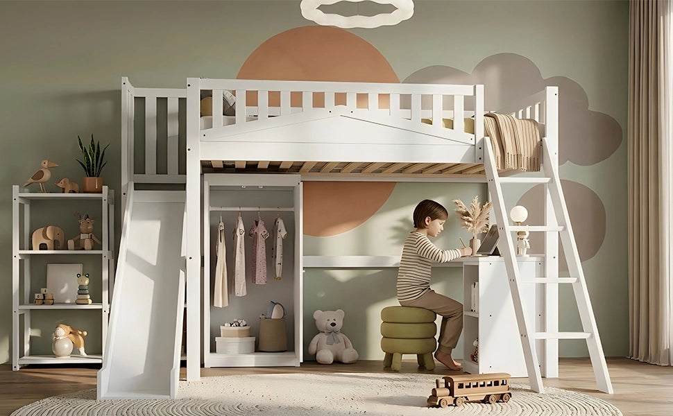letto a castello legno mdf bianco 90x200 cm