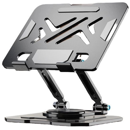 Piedistallo per laptop 360° girevole, telescopico, regolabile in altezza, interamente metallico, multifunzionale, pieghevole, con ventilazione