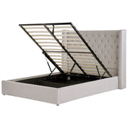 Letto contenitore velluto grigio chiaro e argento 160 x 200 cm glamour elegante