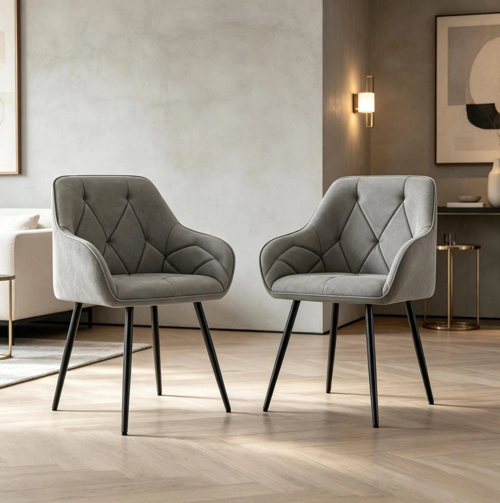 Set di 2 sedie da pranzo ergonomiche grigio scuro