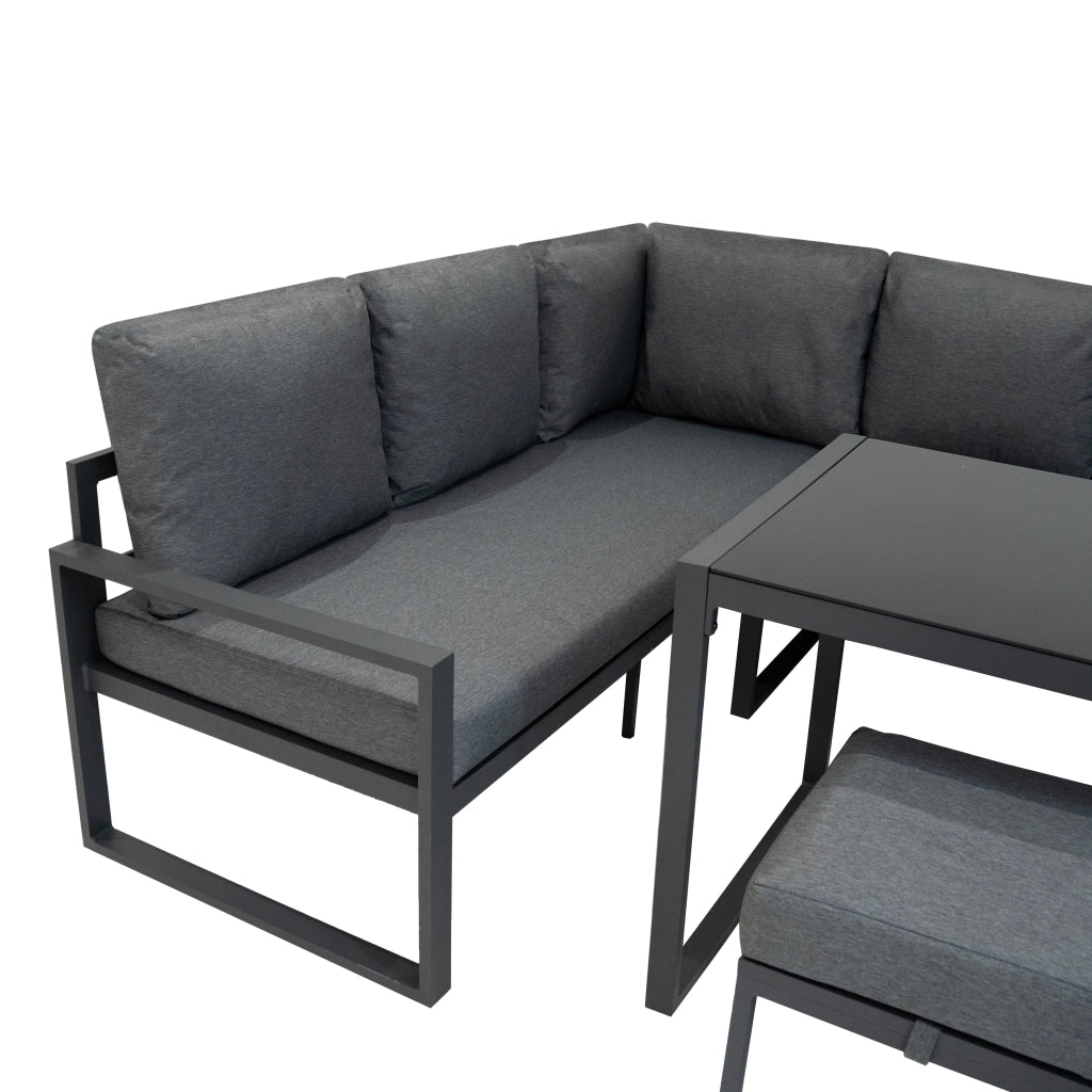 Set Mobili da Esterno in Alluminio Divano Angolare Tavolino Sgabelli Grigio Antracite