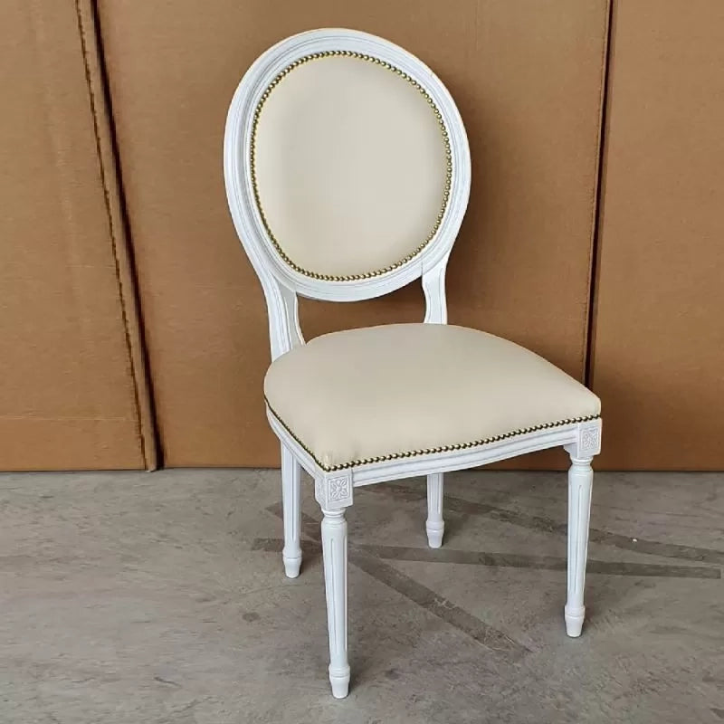 Sedia shabby legno imbottita ecopelle beige 50x47x100 - Mobili 2G