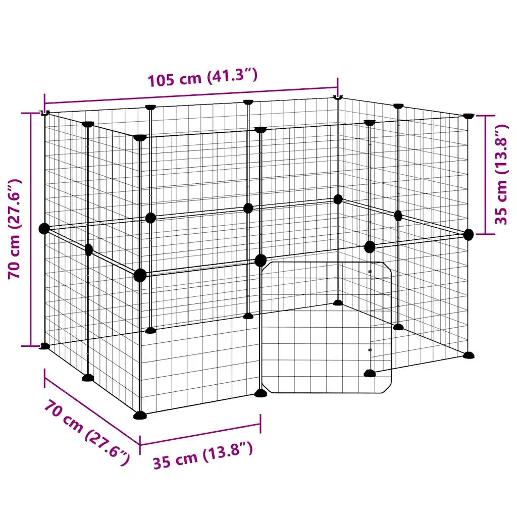 Gabbia per Animali 20 Pannelli con Porta Nera 35x35 cm Acciaio 3114037