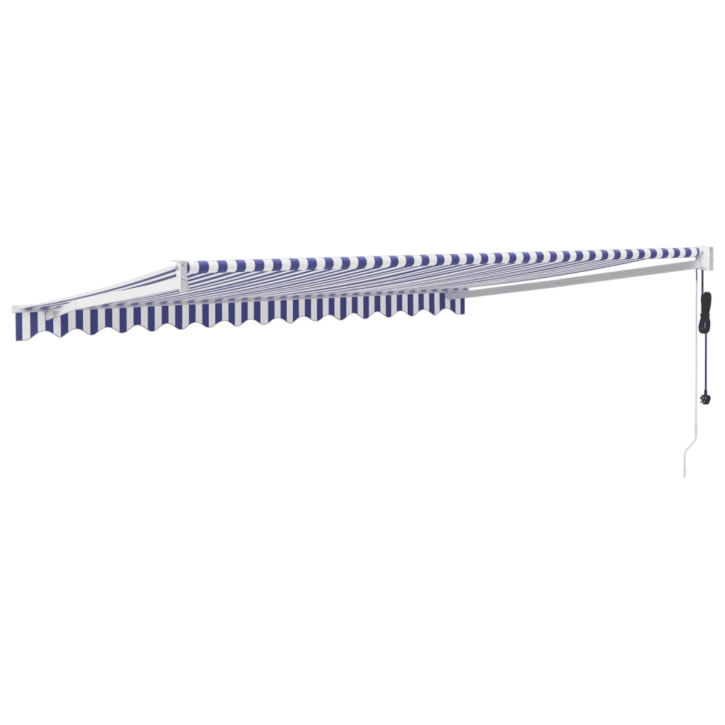 Tenda Sole Automatica Retrattile Blu e Bianca 4,5x3 m