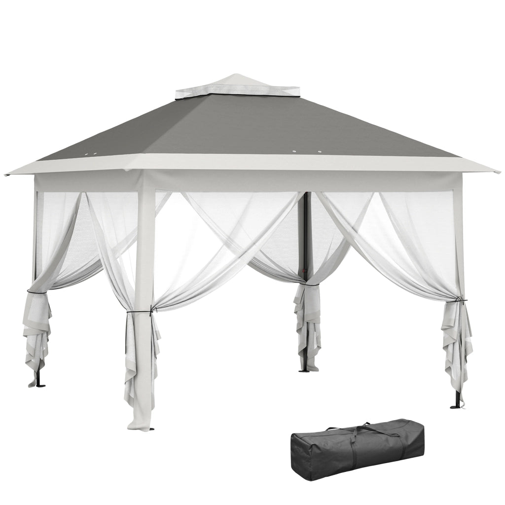 Gazebo da Esterno ¨C zephmum ¨C Grigio, Metallo, Tessuto Oxford, 3.3x3.3x2.8 m