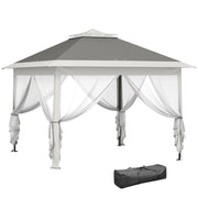 Gazebo da Esterno ¨C zephmum ¨C Grigio, Metallo, Tessuto Oxford, 3.3x3.3x2.8 m