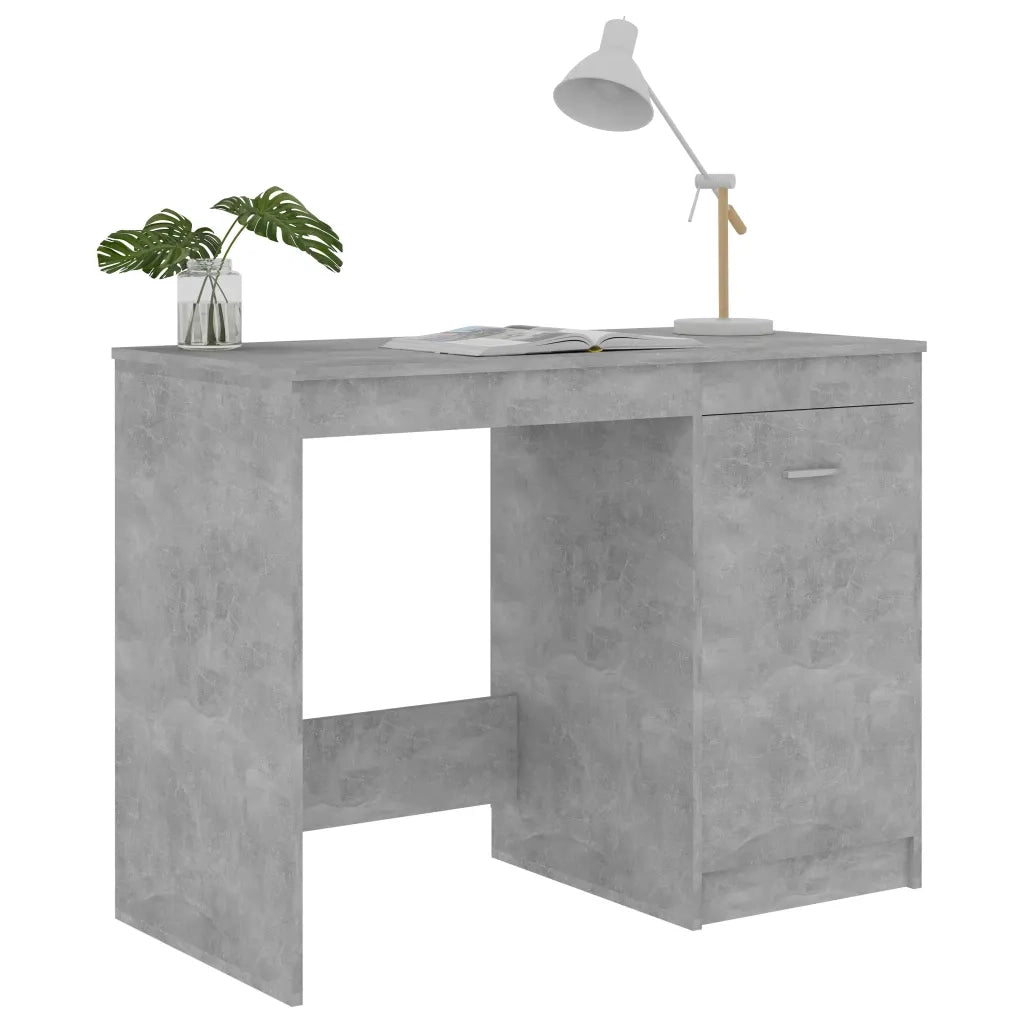 Scrivania | Tavolo da Ufficio Grigio Cemento 100x50x76 cm in Legno Multistrato