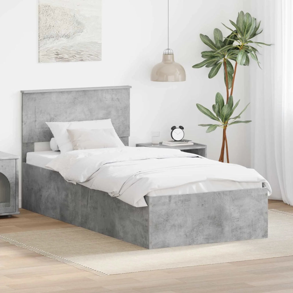 Struttura del letto con testiera Grigio cemento 120 x 200 cm