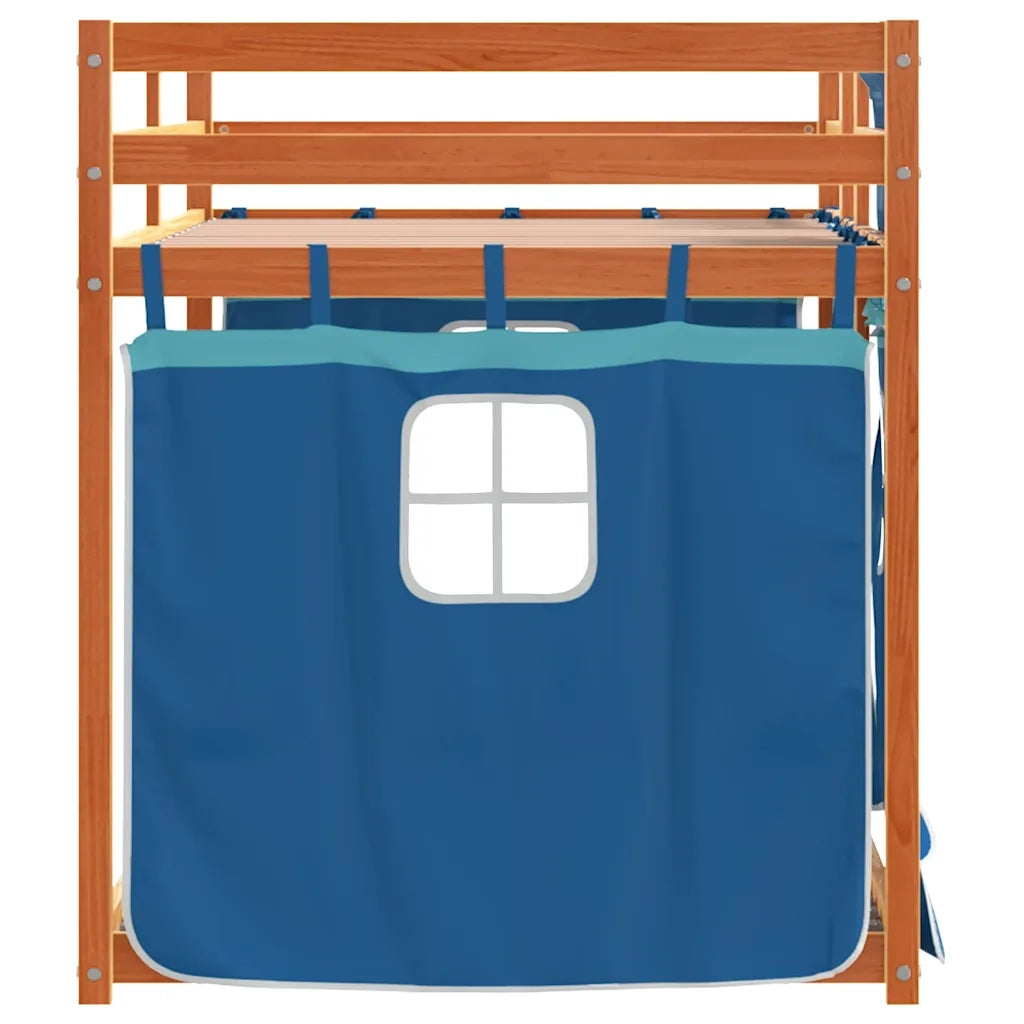 Letto a Castello senza Materasso Blu 90x200cm Massello Pino