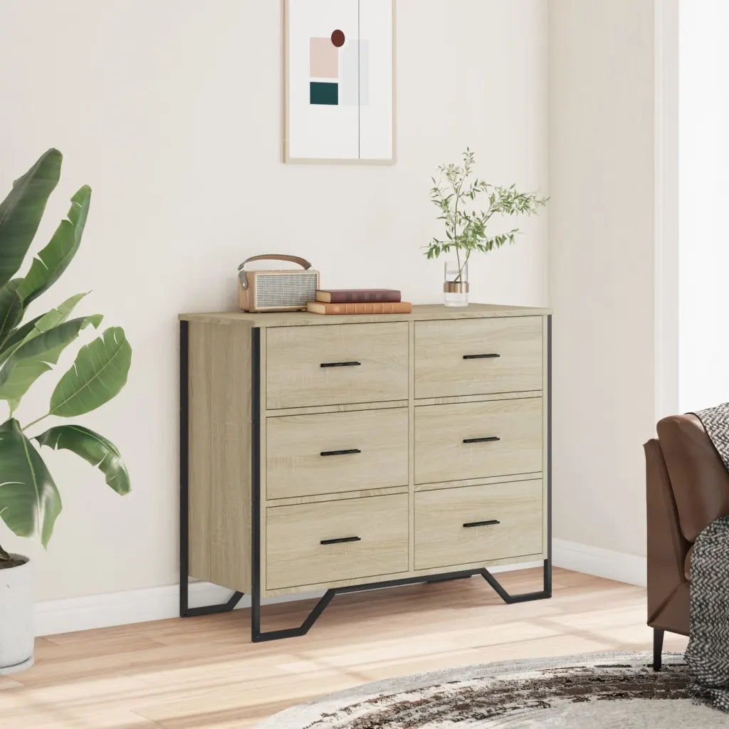 vidaXL Cassettiera Rovere Sonoma 91x35,5x74,5 cm in Truciolato