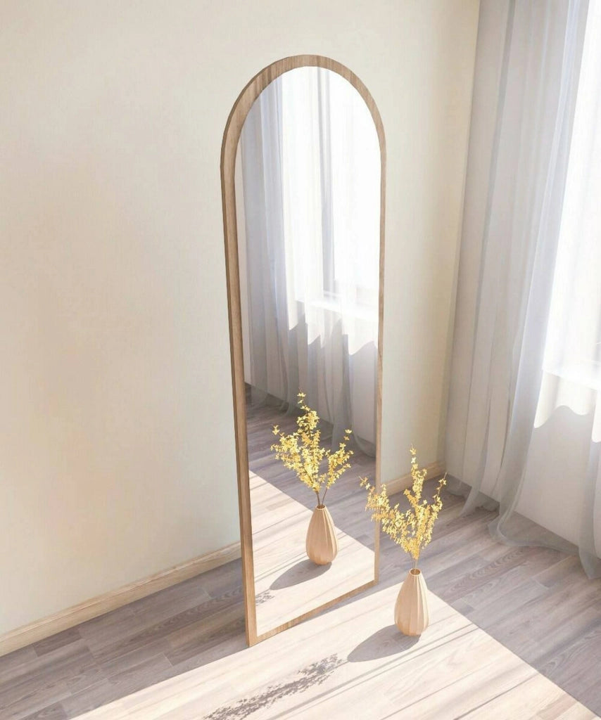 Specchio Artus, Specchiera, Articolo d'arredo a muro, Decorazione con specchio, 50x2h160 cm, Noce