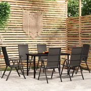 Set Mobili da Pranzo per Giardino 7 pz Nero cod mxl 40927