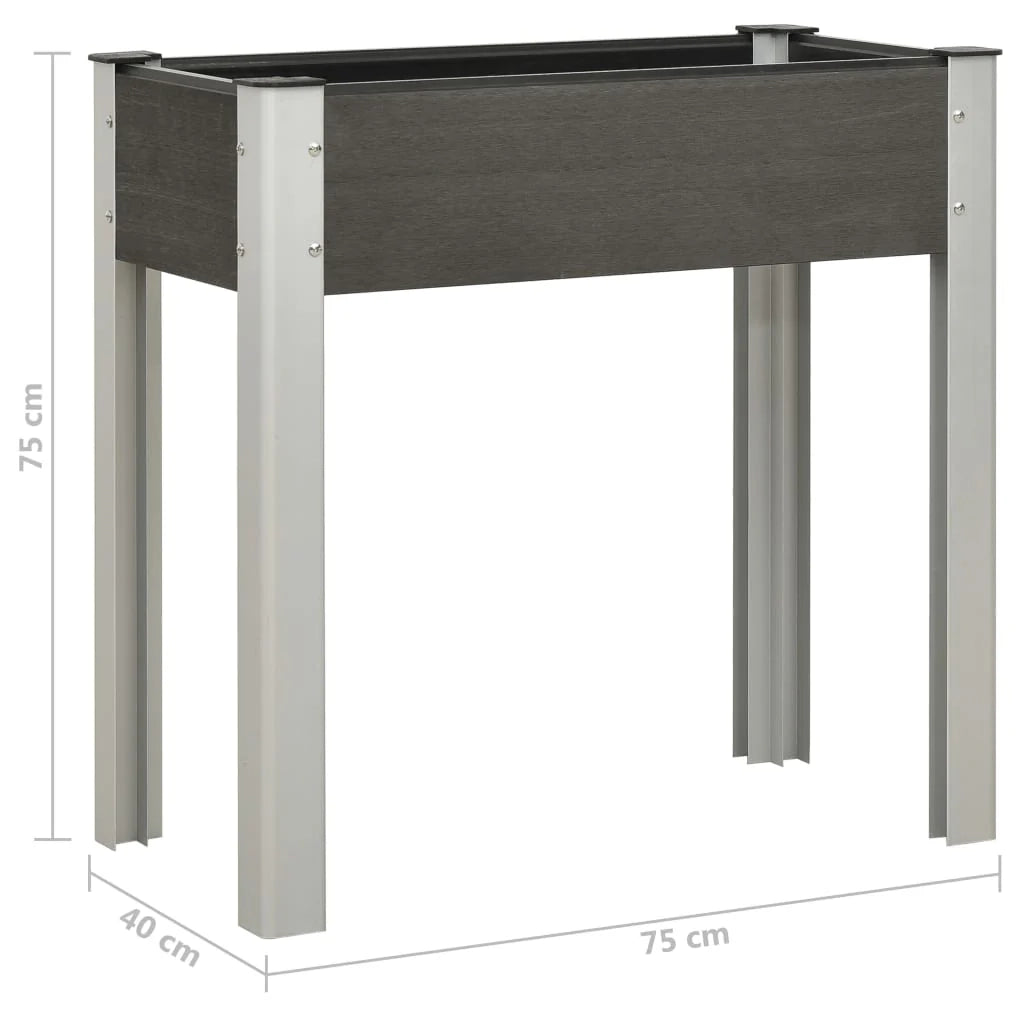 Fioriera rialzata per piante e fiori giardino 75 x 40 x 75 cm WPC grigio 02_0001073
