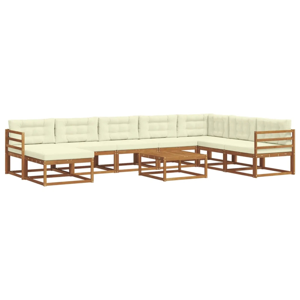 Set di divani da esterno con cuscino 9 pcs Naturale e Crema