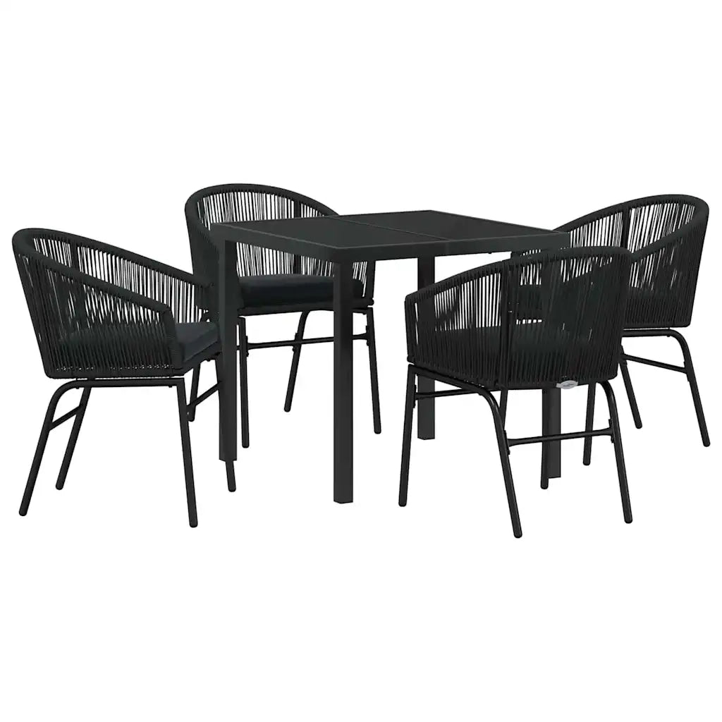 Set da Pranzo per Giardino 5 pcs Nero