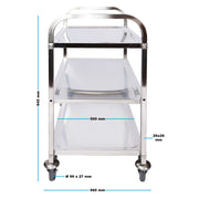 Carrello portavivande in acciaio inox 3 ripiani freni max 150kg Carrello da cucina