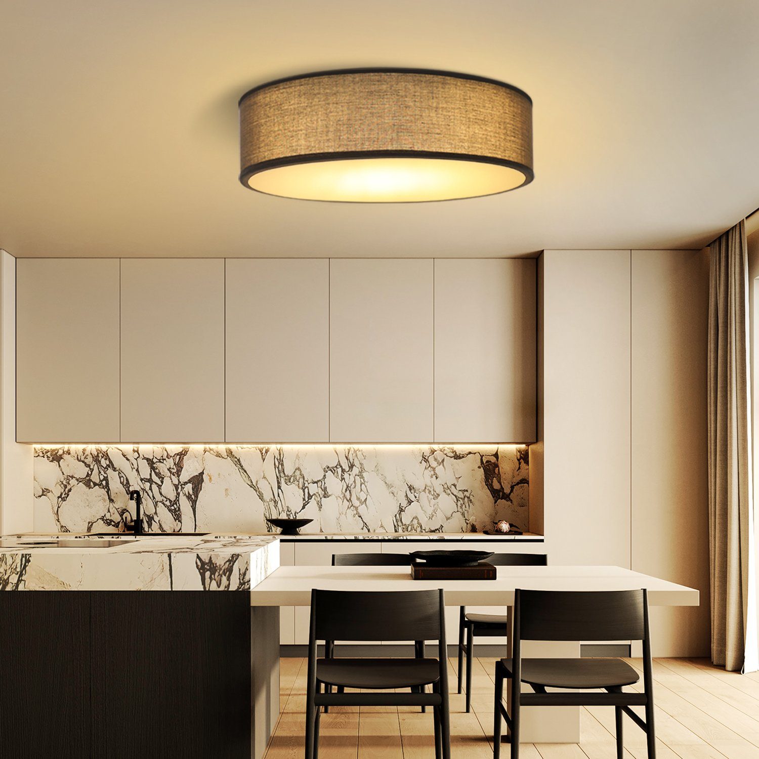 ZMH Lampada da soffitto moderna rotonda tessuto 38cm E27 per illuminazione interna