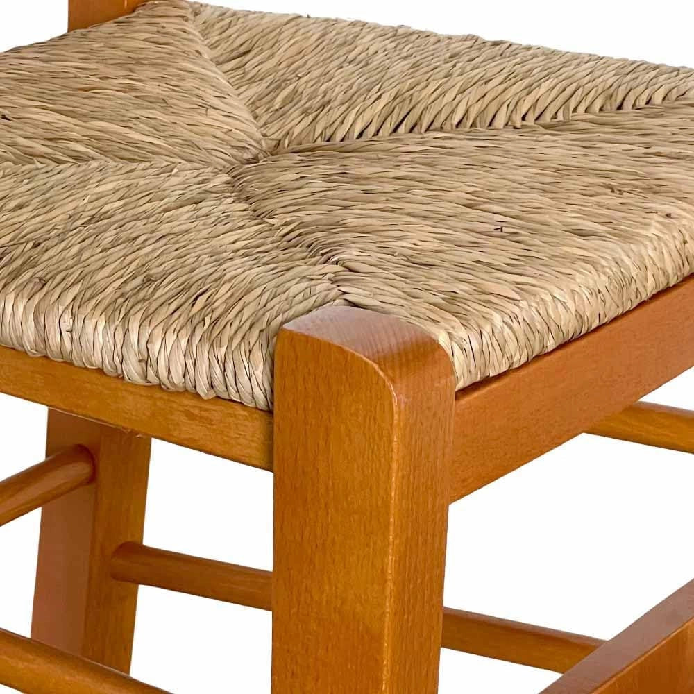 Sedia da sala pranzo Paesana in legno ciliegio con seduta in paglia intrecciata