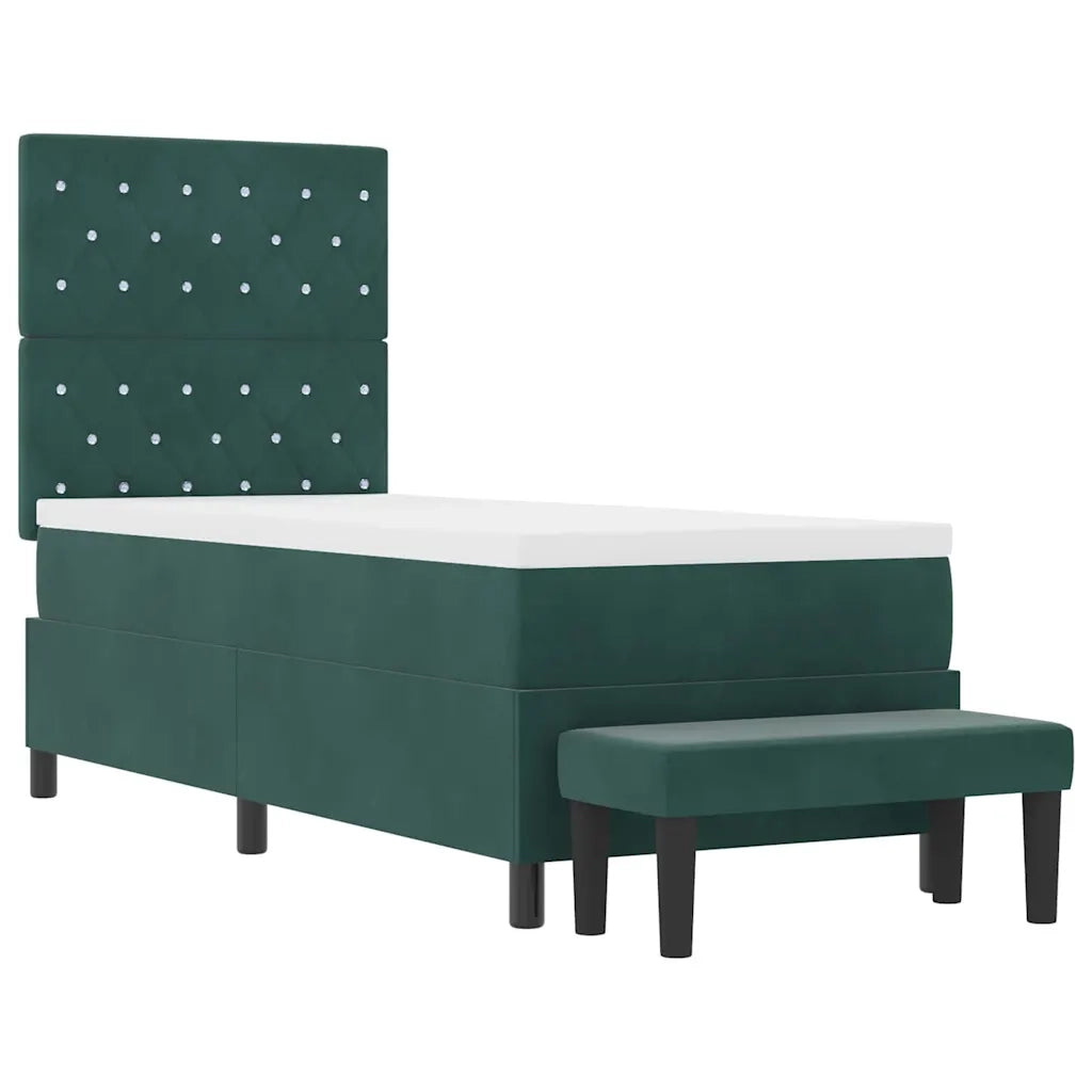 Letto a molle con materasso Verde Scuro 80 x 200 cm Velluto 3344411