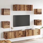 Set Mobile TV 7 pz Montato a Parete Legno Antico in Truciolato 3329209