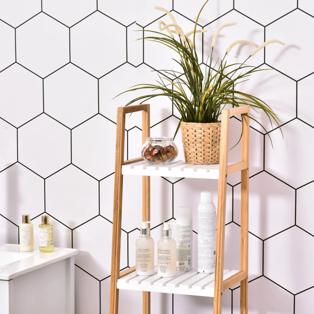 Scaffale a scala bamb¨´ 4 ripiani ¨C Xylo ¨C naturale e bianco 35x36x138,5 cm