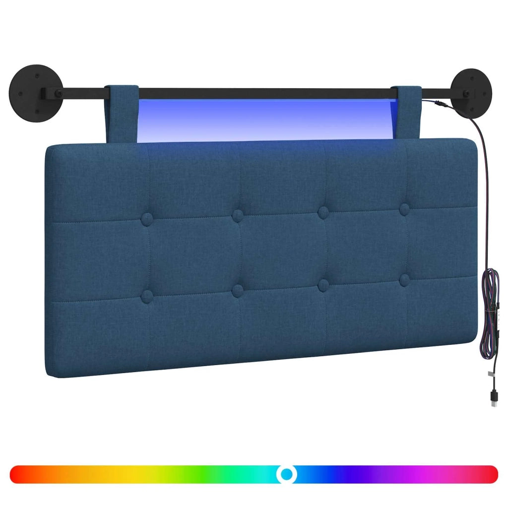 Testiera sospesa Con luce LED Blu Tessuto